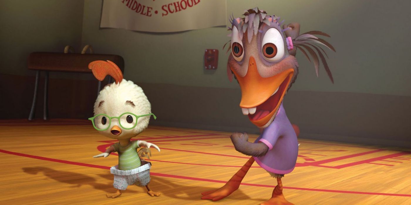 Chicken Little and Abby dancing in Chicken Little