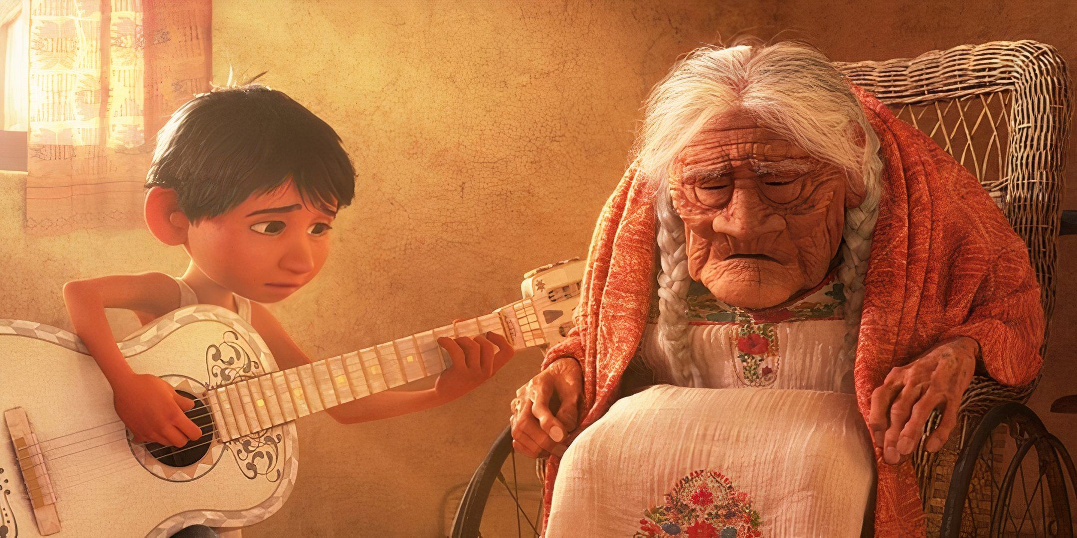 Miguel (Anthony Gonzalez) plays guitar for Mamá Coco (Ana Ofelia Murguía) in 'Coco' (2017)