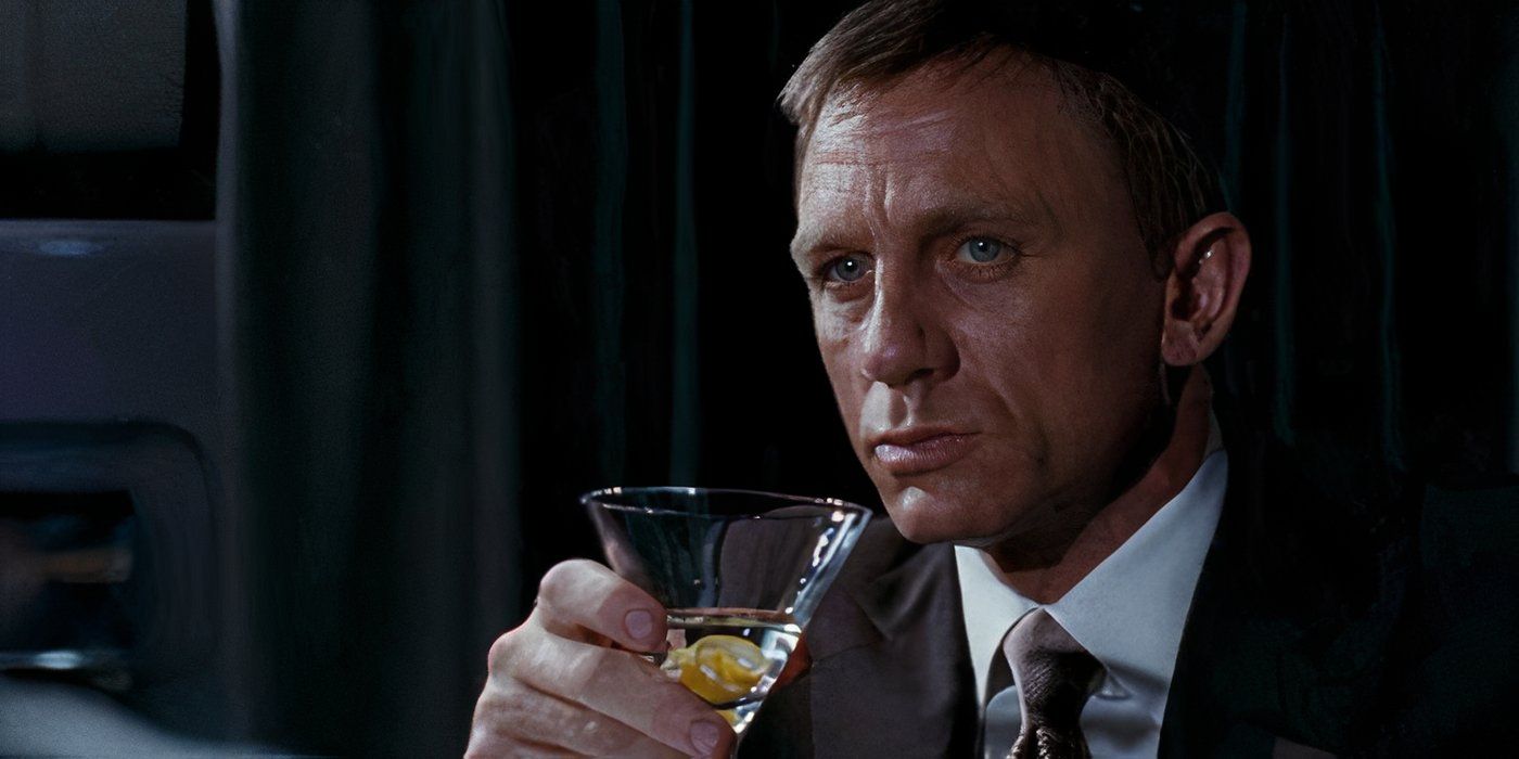 Daniel Craig sipping a vesper as James Bond