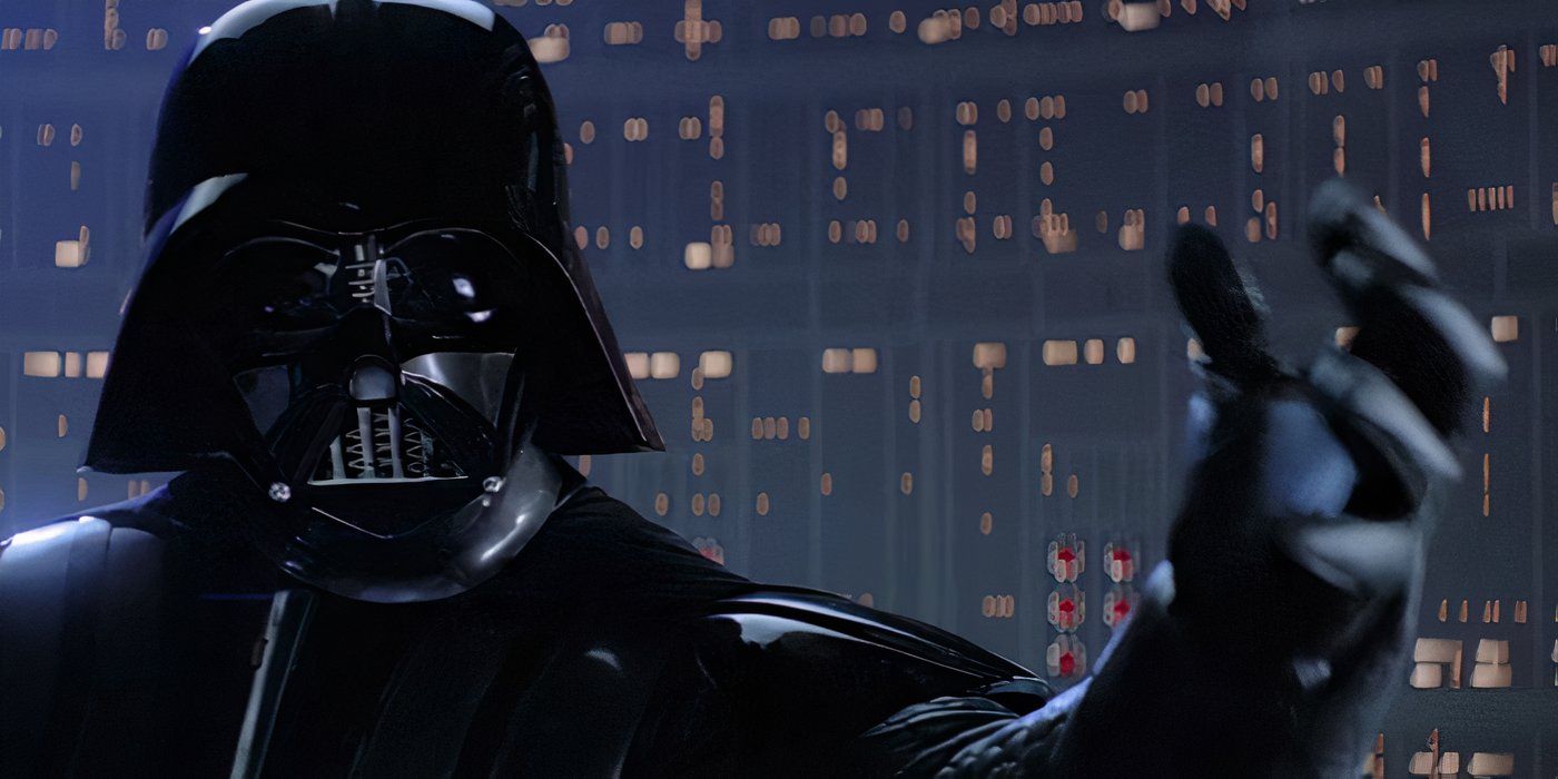 Vader raises his hand as he tells Luke he is his father in Star Wars.