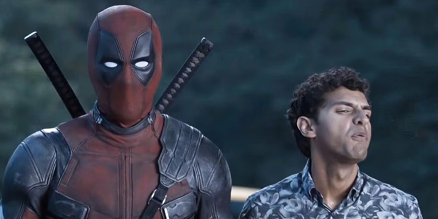 Karan Soni&rsquo;s Dopinder spitting in the air alongside Ryan Reynolds' Deadpool in Deadpool 2