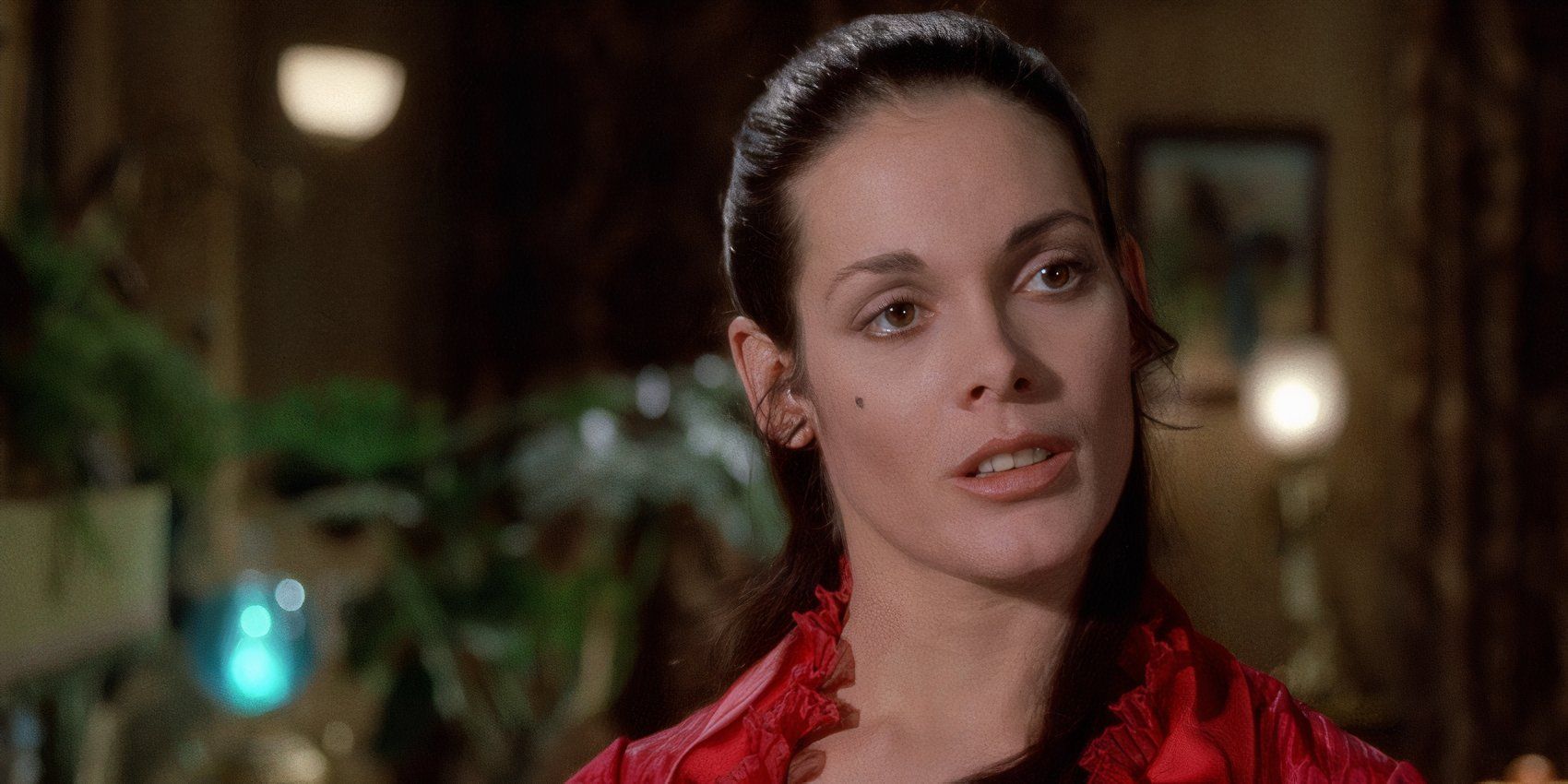 Martine Beswick as Sister Hyde wearing a red dress in &lsquo;Dr Jekyll &amp; Sister Hyde&rsquo; (1971)