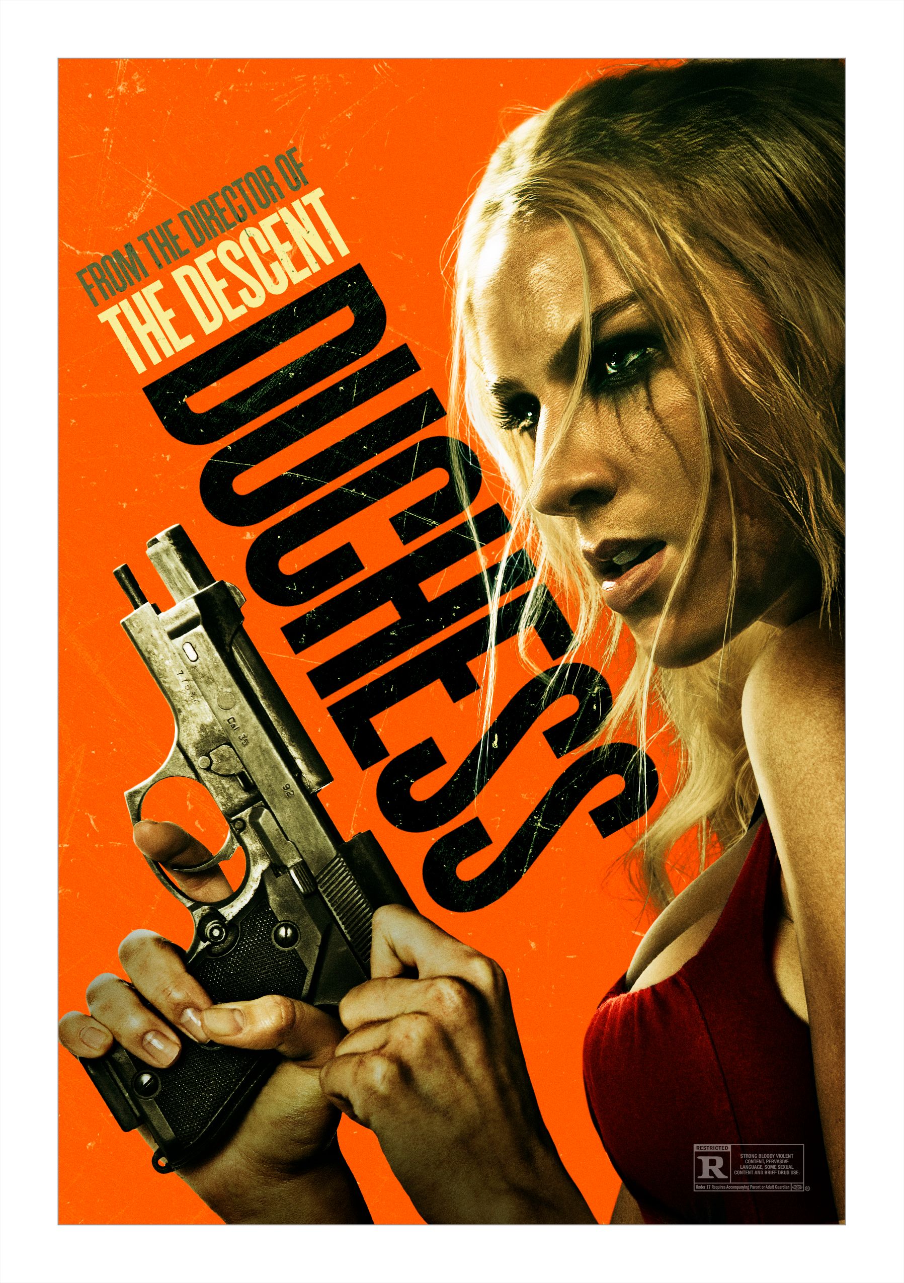Charlotte Kirk holding a handgun on the poster for Duchess