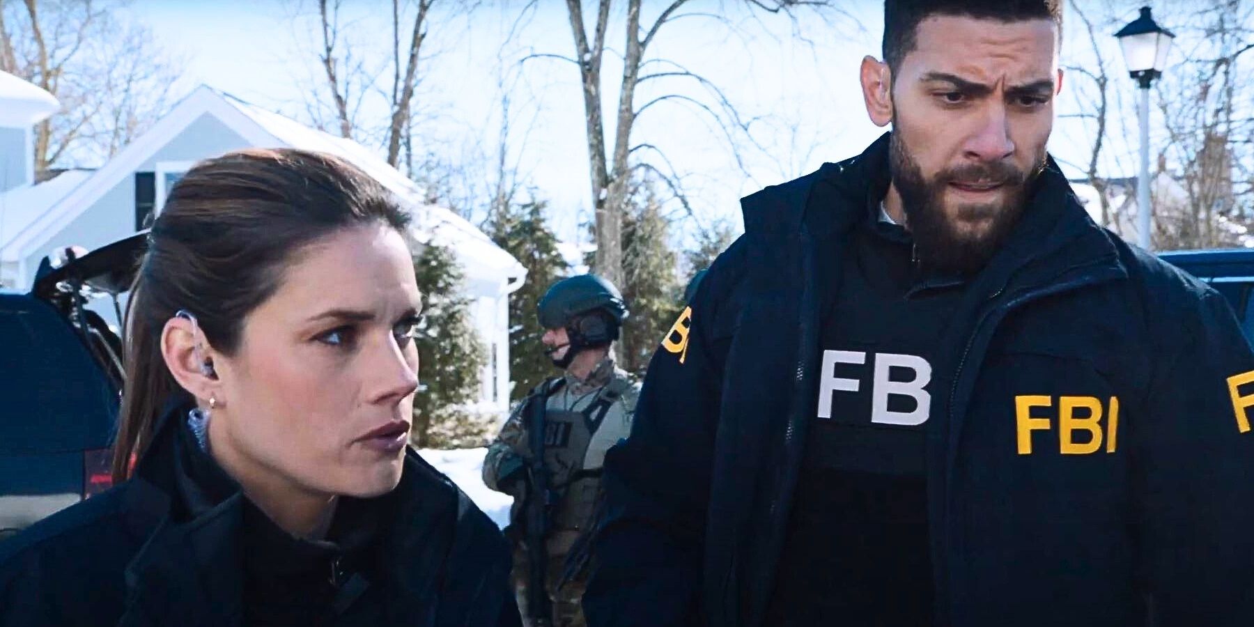 Maggie, played by Missy Peregrym, and OA, played by Zeeko Zaki, hold discussions on FBI