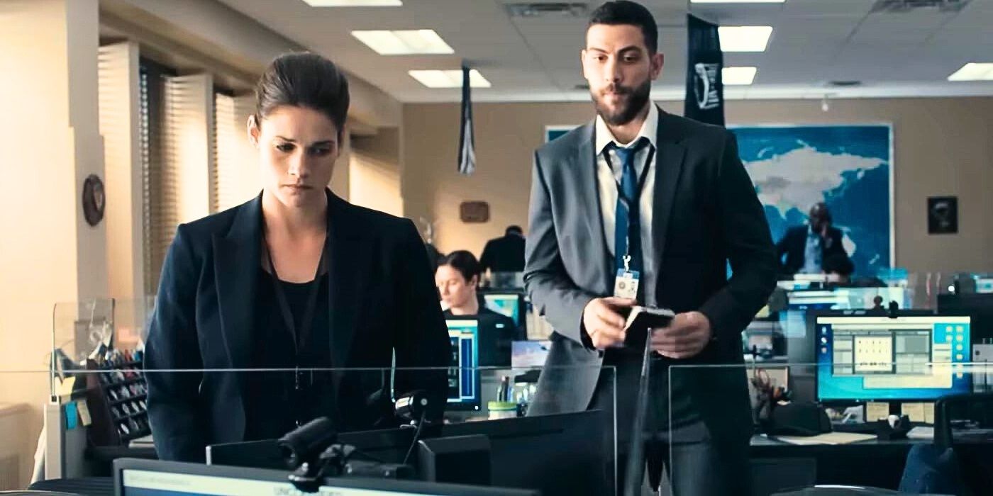 Maggie, played by Missy Peregrym, and OA, played by Zeeko Zaki, are back at the office on FBI