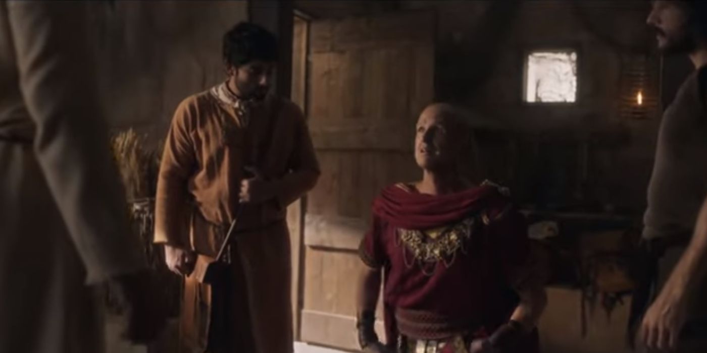 Gaius kneels before Jesus and asks for help in 'The Chosen'