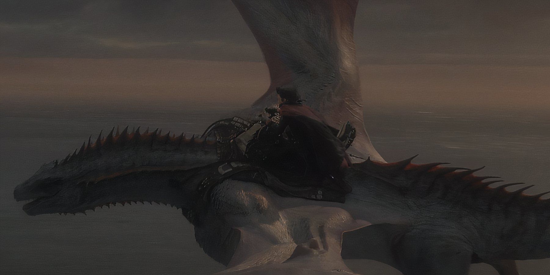 Lucerys (Elliot Grihault) riding his dragon Arrax in House of the Dragon
