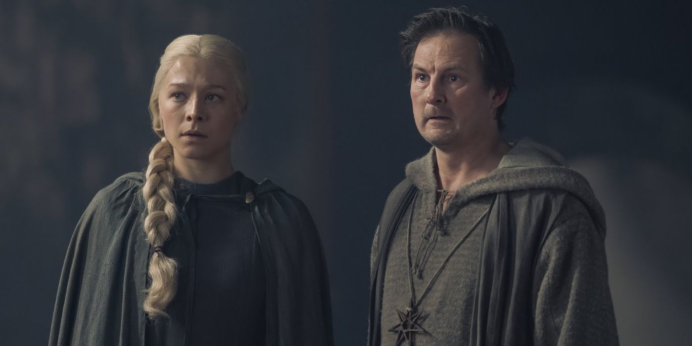 Emma D&rsquo;Arcy as Rhaenyra and Anthony Flanagan as Steffon Darklyn in House of the Dragon