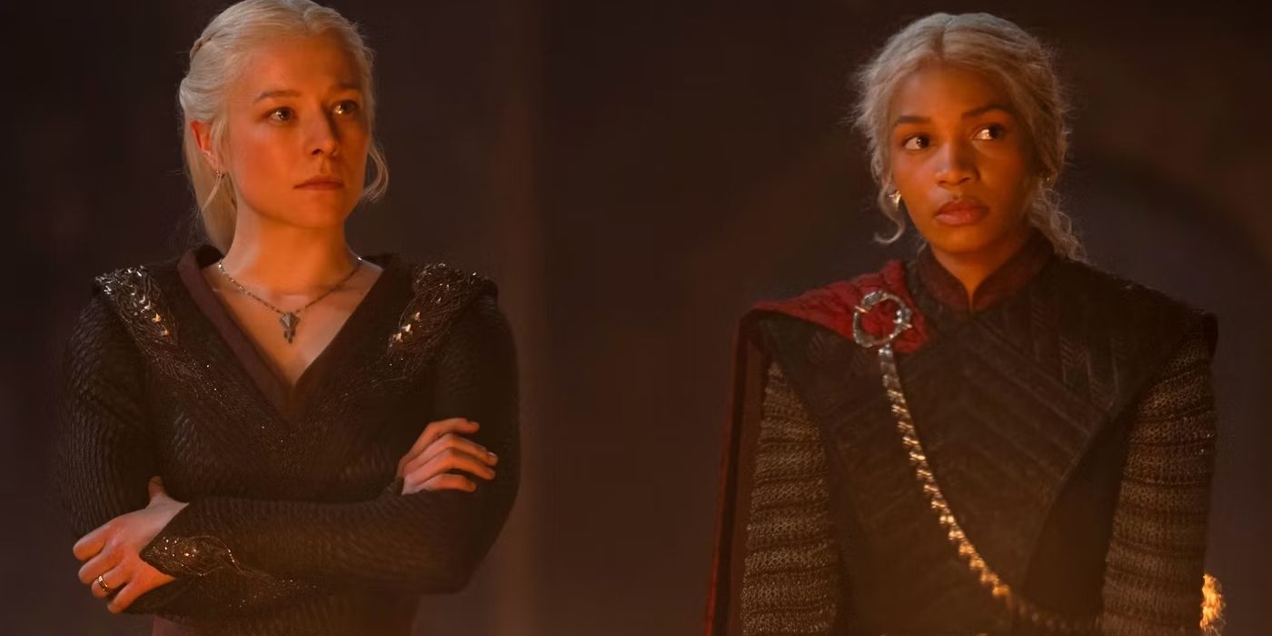 Rhaenyra (Emma D'Arcy) and Baela (Bethany Antonia) Targaryen in 'House of the Dragon.'