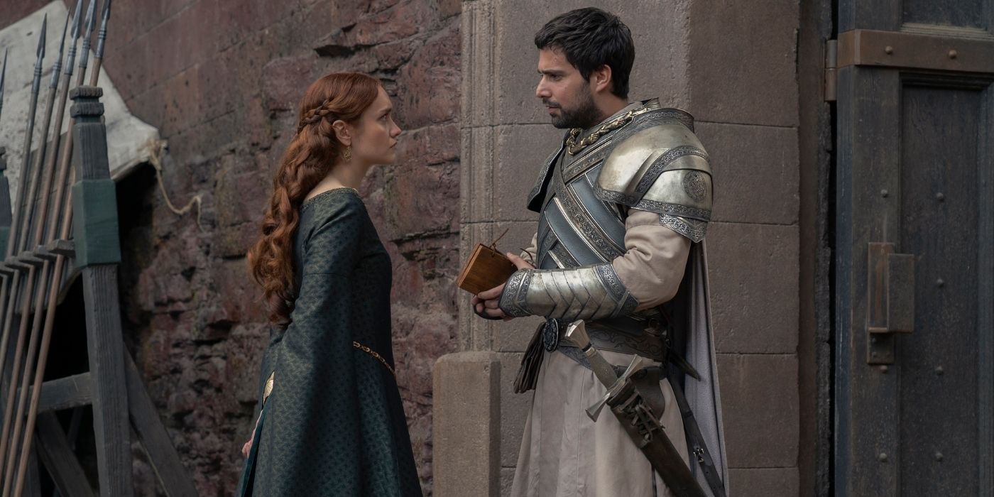 Olivia Cooke confronting Fabien Frankel in House of the Dragon Season 2