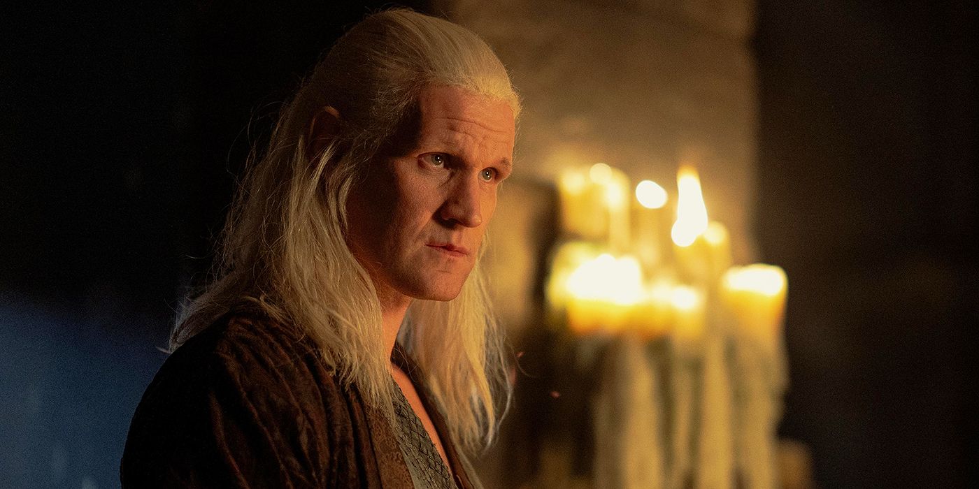 Daemon staring at Alys angrily by candlelight in House of the Dragon Season 2 Episode 4