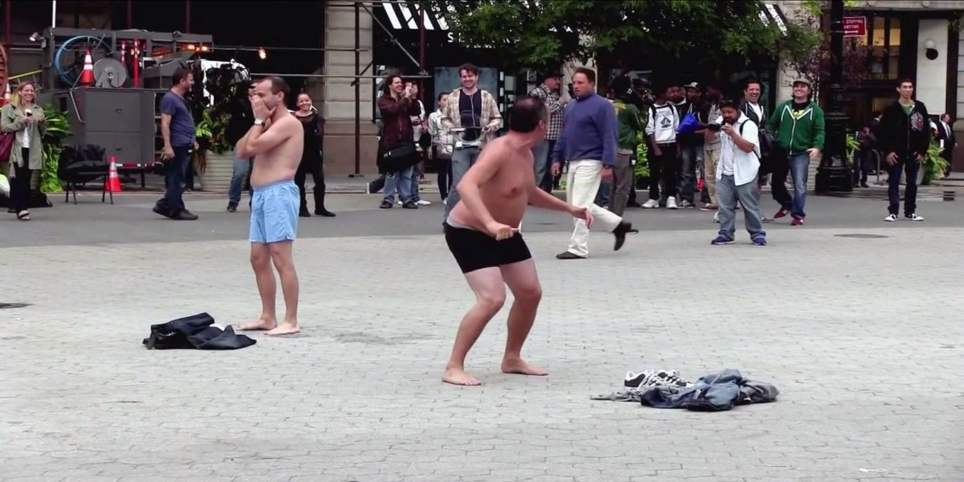 Joe Gatto and James Murray in their strip high five punishment from 'Impractical Jokers'