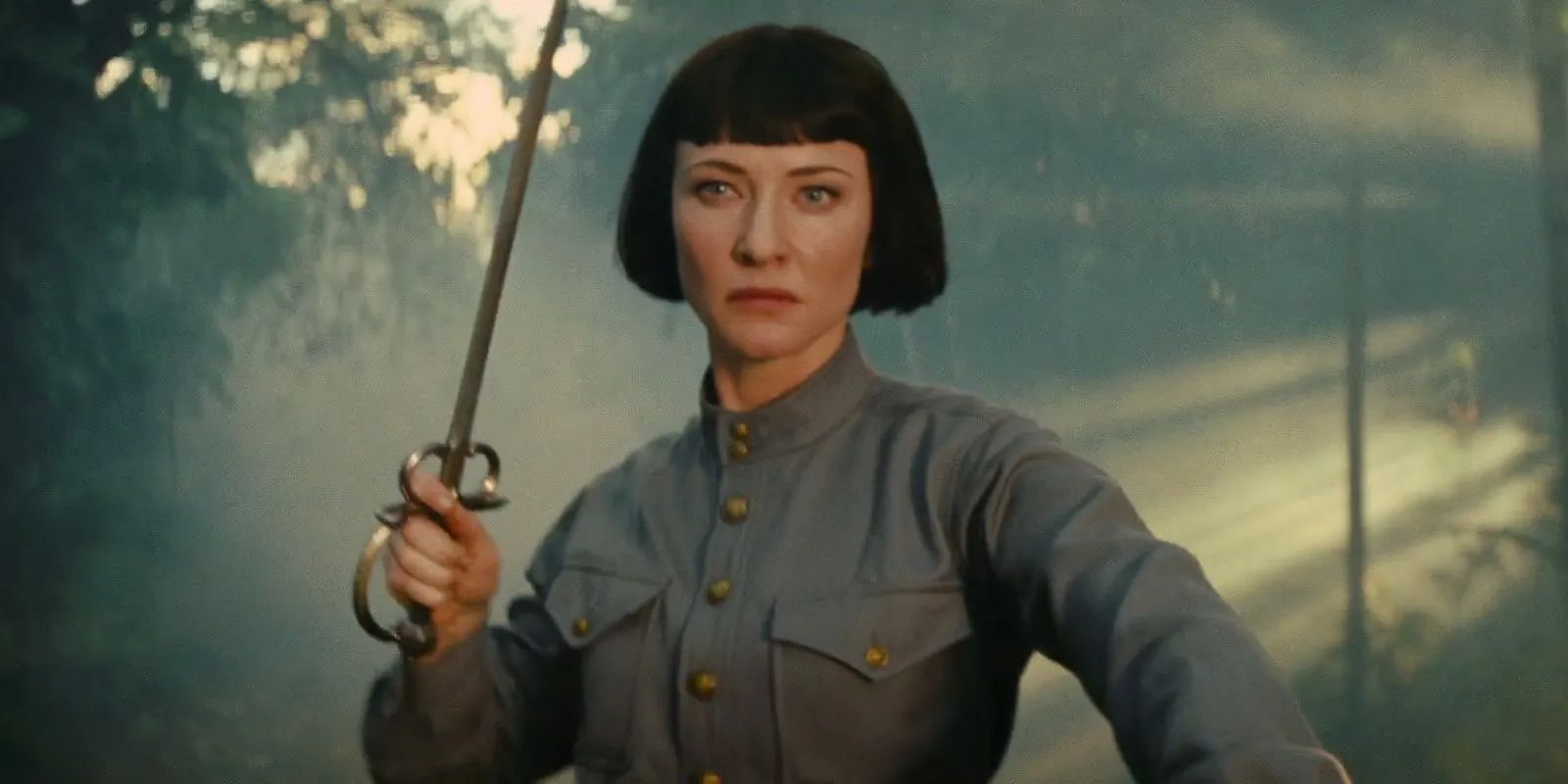 Irina Spalko (Cate Blanchett) wields a sword in &lsquo;Indiana Jones and the Kingdom of the Crystal Skull&rsquo;