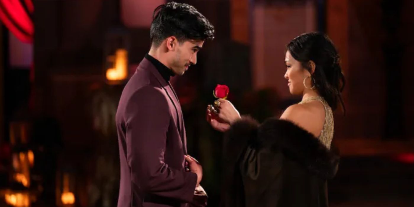 Jenn Tran giving Thomas N. a rose in &lsquo;The Bachelorette&rsquo; Season 21, Episode 3.