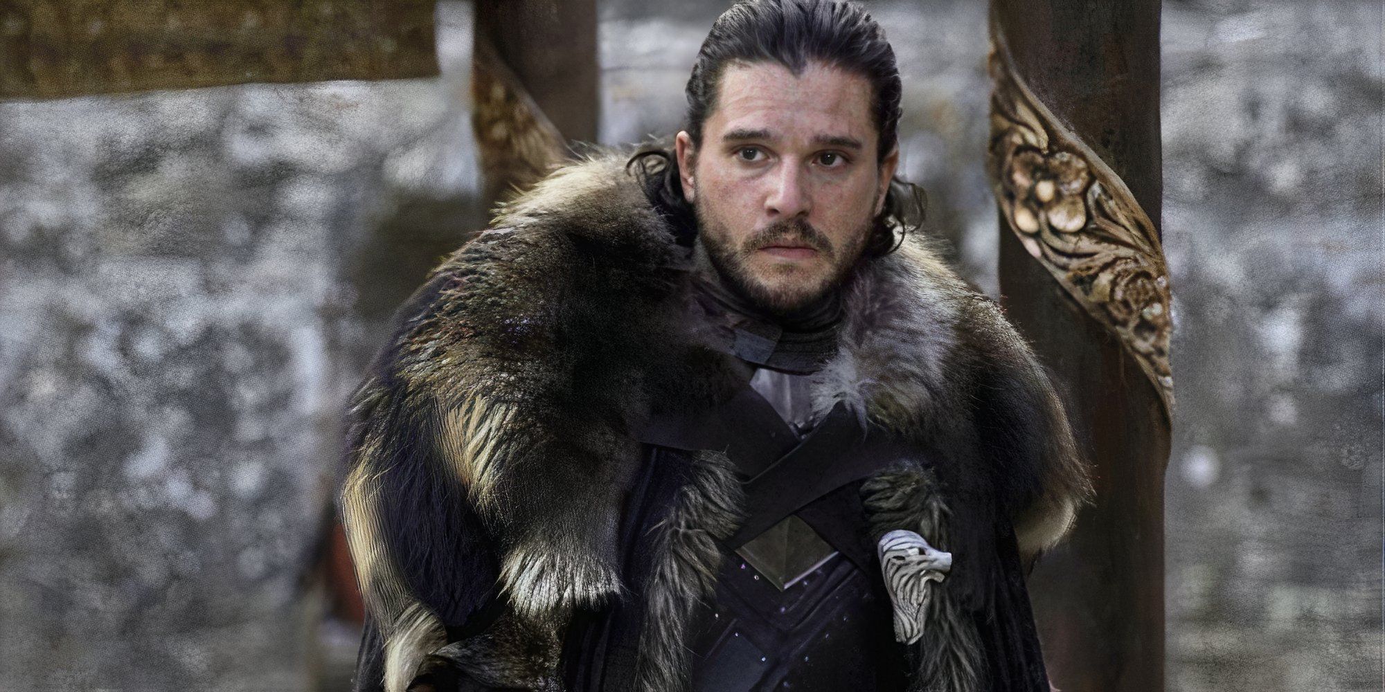 Kit Harington como Jon Snow en el episodio El dragón y el lobo de Juego de Tronos