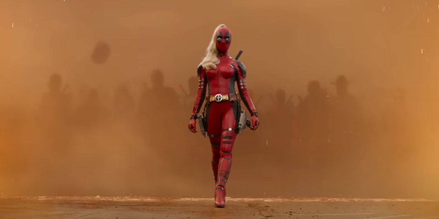 Lady Deadpool leading an army of Deadpool variants in Deadpool & Wolverine.