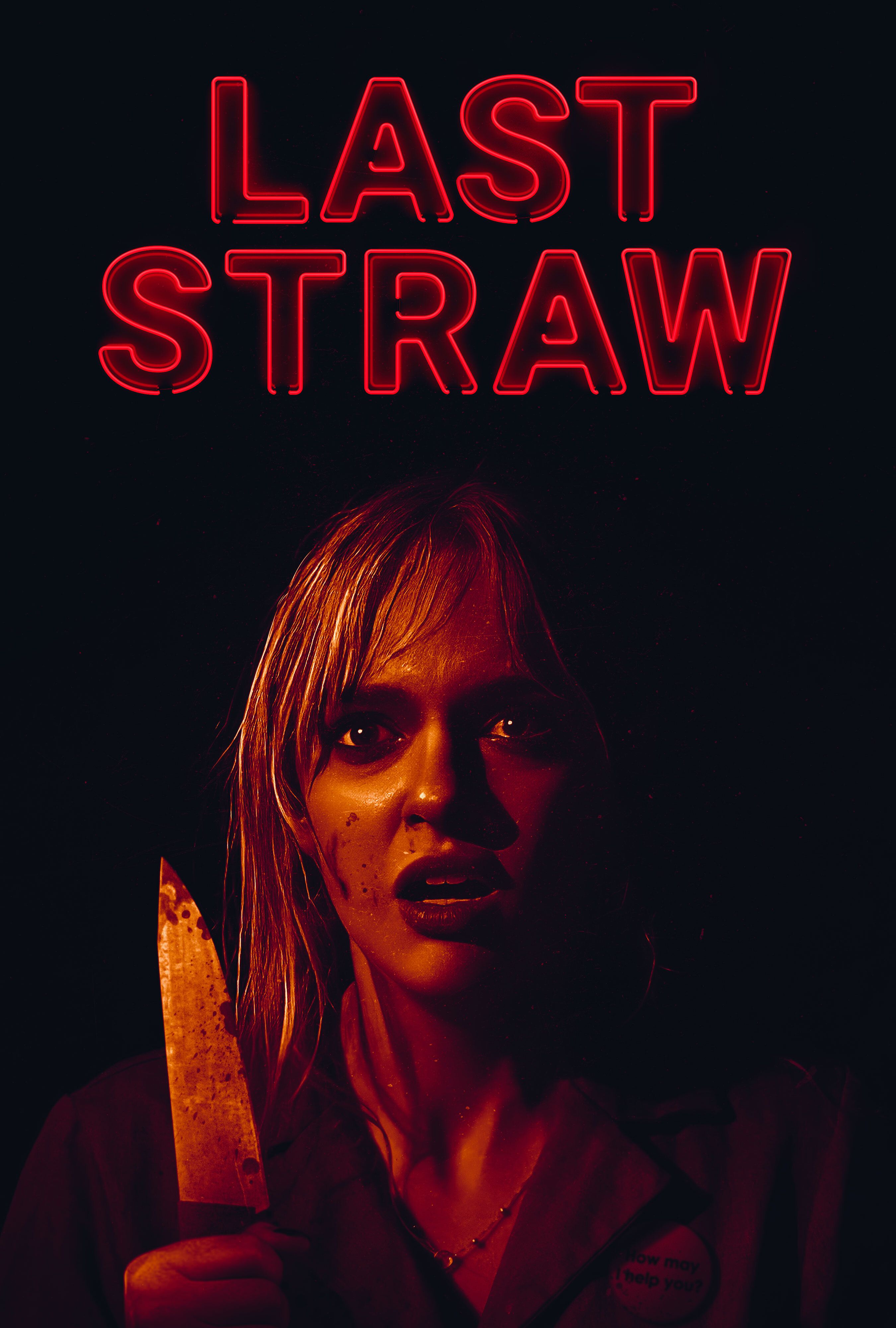 Jessica Belkin sostiene un cuchillo en el cartel de The Last Straw