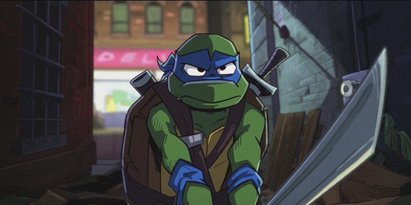 Leonardo holding sword in Tales of the Teenage Mutant Ninja Turtles