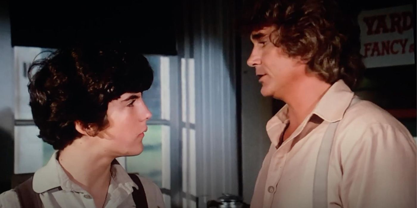 Albert Ingalls and Michael Landon in 'Little House On the Prairie.'