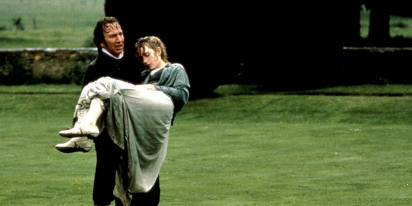 Colonel Brandon carrying an unconscious Marianne under the rain in Sense and Sensibility