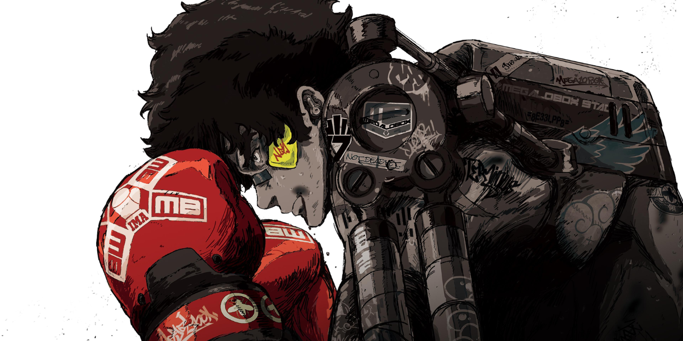 A robot with boxing globes in Megalobox