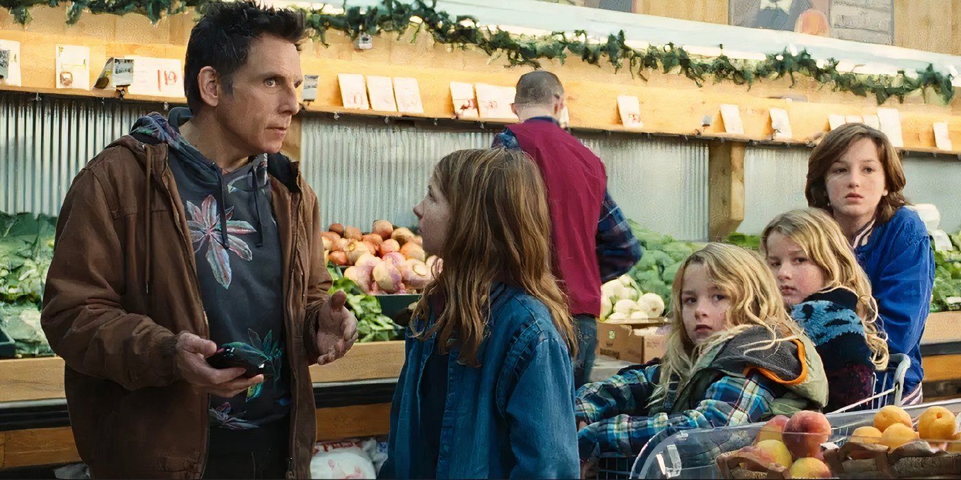 Ben Stiller and his four nephews at the grocery store in Nutcrackers