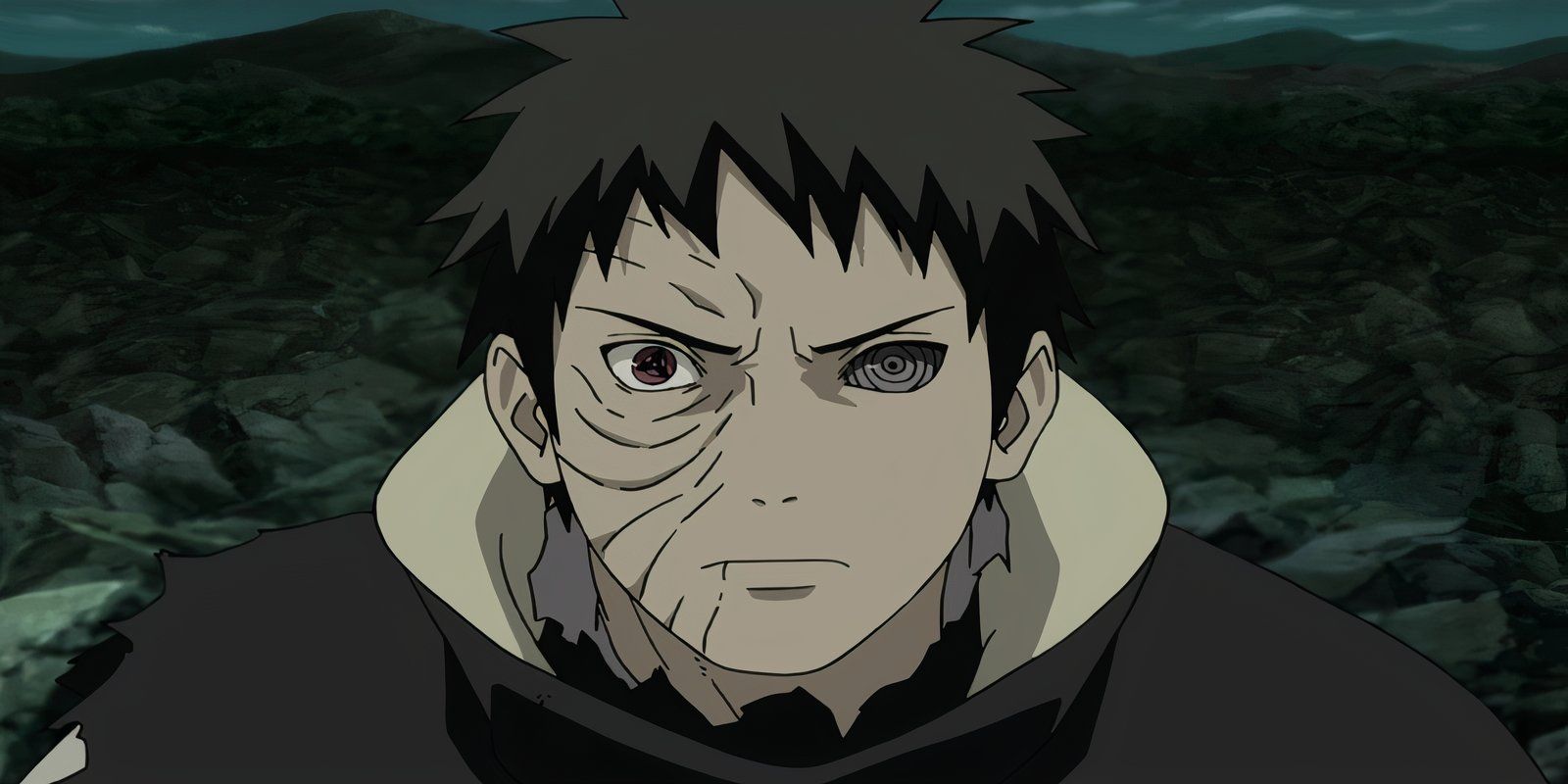 Obito Uchiha getting ready to unleash an attack against Naruto and friends.