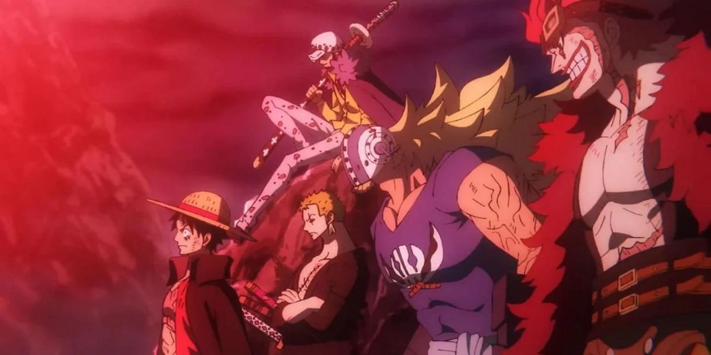 kLuffy, Law, Kidd, Zoro and Killer in wano in one piece