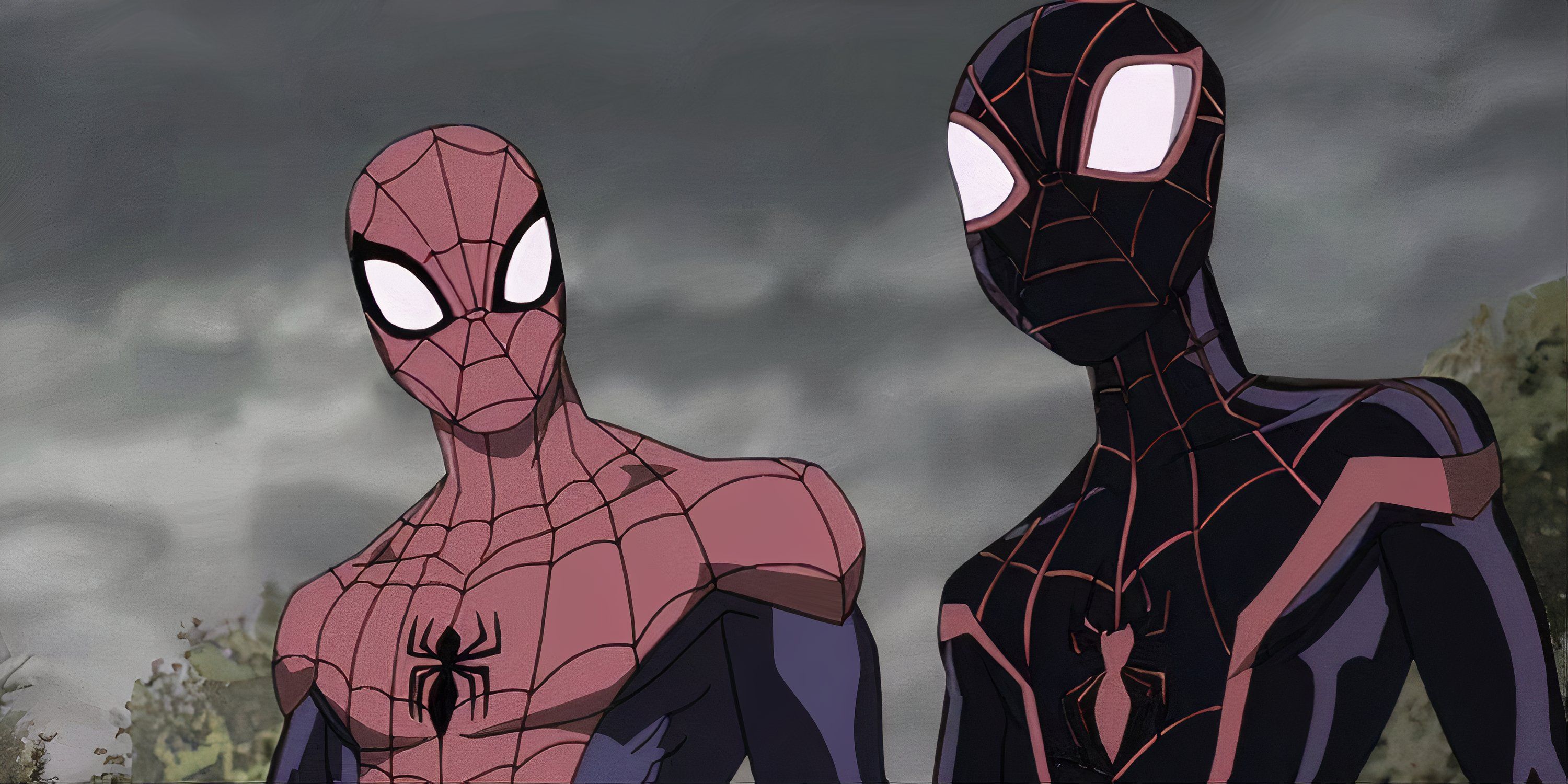 Peter Parker and Miles Morales standing in a graveyard together in Ultimate Spider-Man