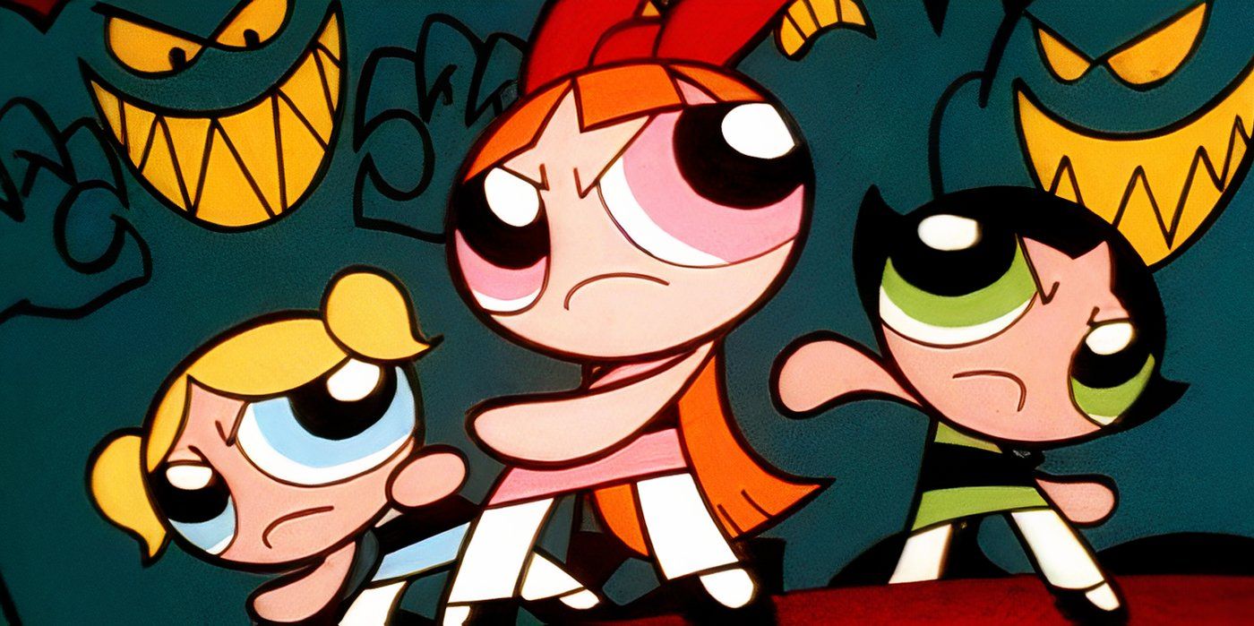 Bubbles, Blossom, and Buttercup adopt a fighting stance against their enemies in &lsquo;Powerpuff Girls&rsquo;