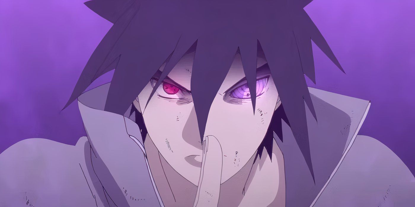 Sasuke Uchiha prepares to use the power of all nine tailed beasts in Naruto Shippuden.