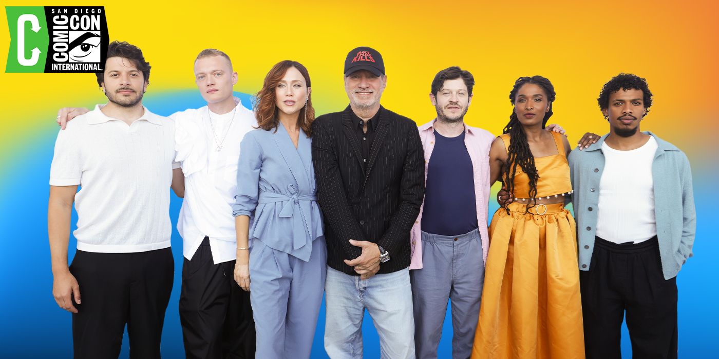 The cast of Those About to Die posing for a photo at SDCC