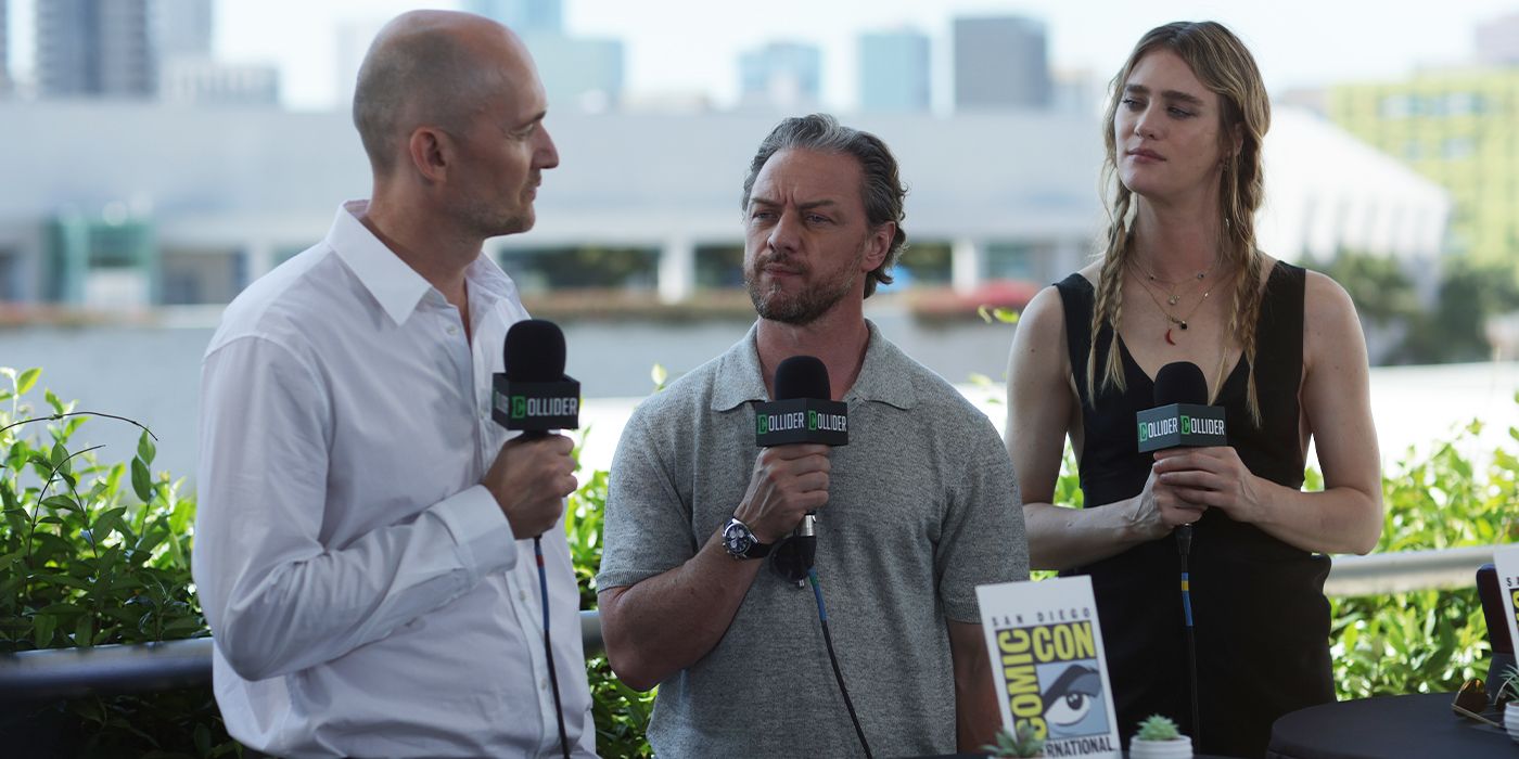 The cast and director of Speak No Evil during an interview at SDCC