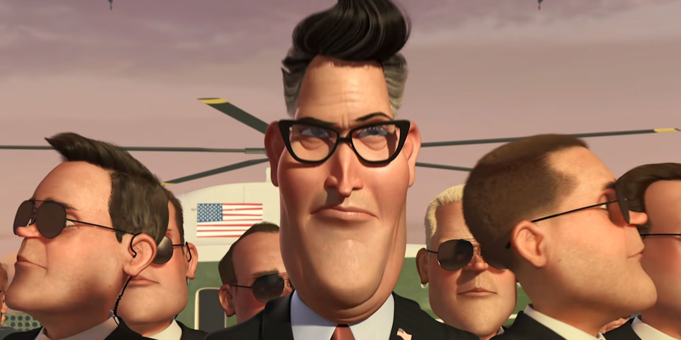 El presidente Hathaway (Stephen Colbert) de Monsters vs. Aliens. 