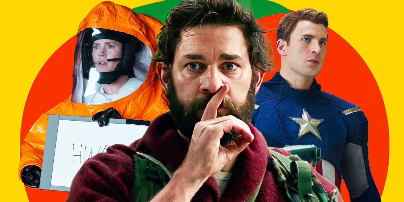 Stills from Arrival, A Quiet Place, and The Avengers