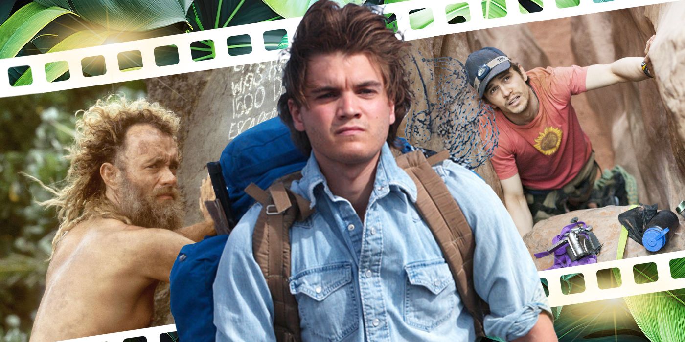 Stills from Castaway, Into the Wild, and 127 Hours