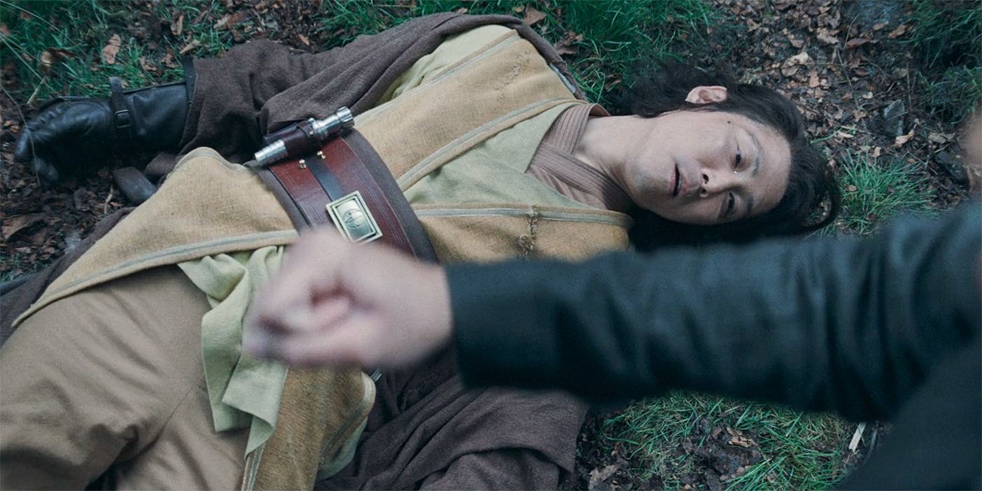 Lee Jungjae as Sol dead on the ground after Osha kills him with a force choke in The Acolyte finale