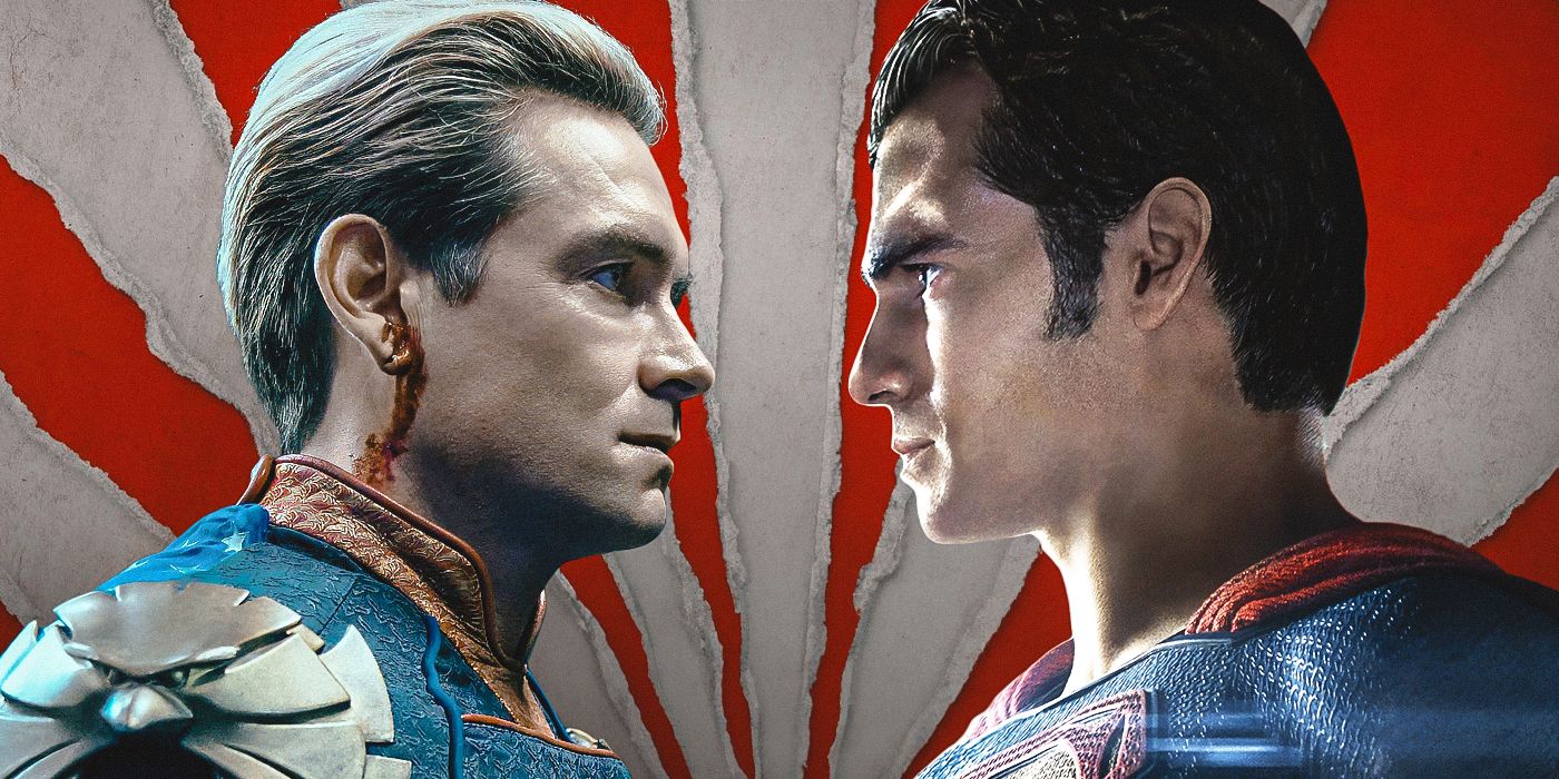 Antony Starr's Homelander face to face with Henry Cavill's Superman