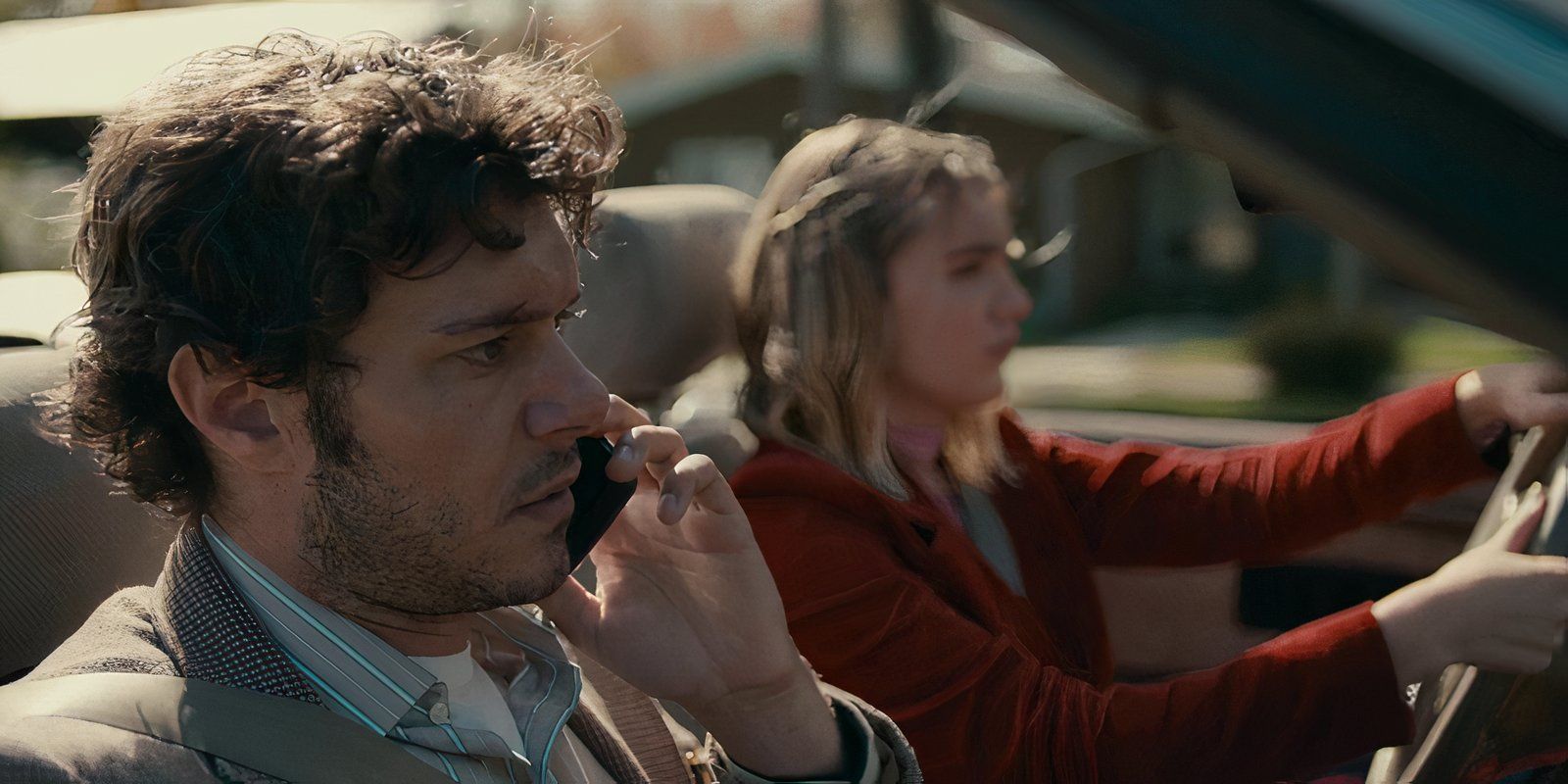 Adam Brody and Sophie Nélisse in 'The Kid Detective'