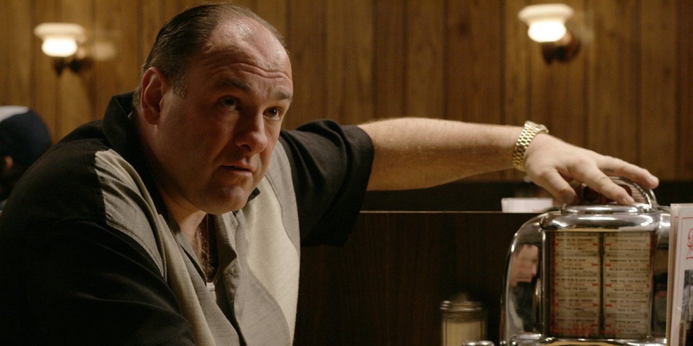 Tony (James Gandolfini) looks up from a tabletop jukebox in the finale of 'The Sopranos'