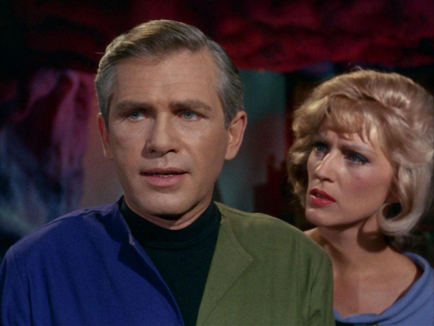 Michael Strong as Roger Korby with Majel Barrett as Christine Chapel on Star Trek: The Original Series