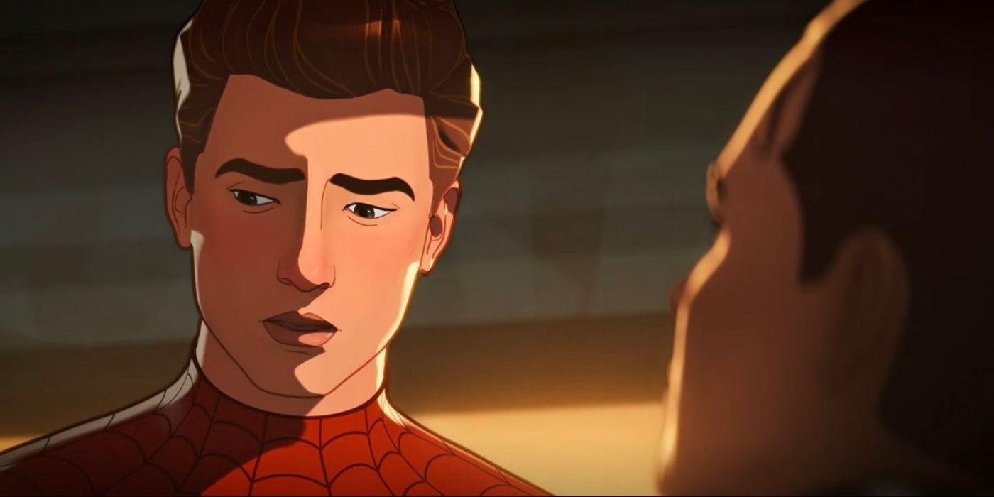 Spider-Man with his mask off looking sad in What If...? Season 2, Episode 5