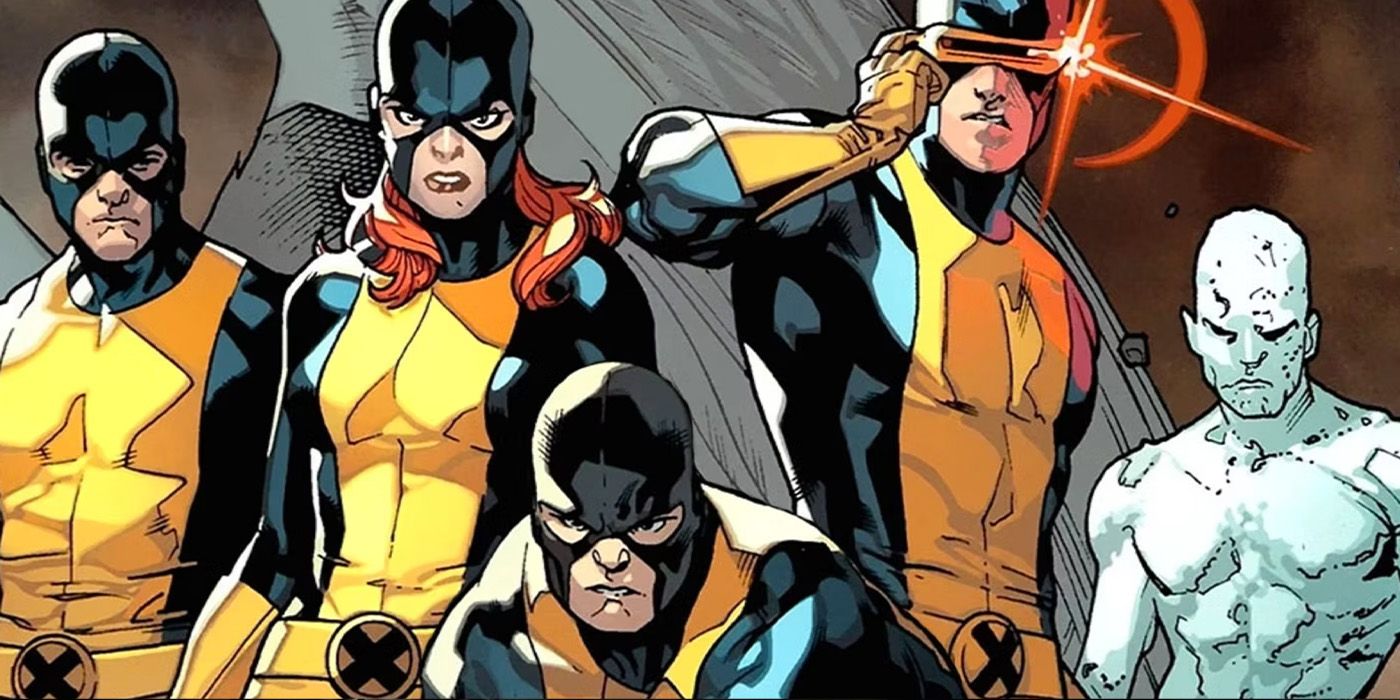 The Original X-Men (First Class) lineup, including Angel, Marvel Girl (Jean Grey), Beast, Cyclops, and Iceman.