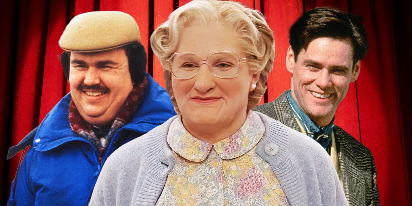 Blended image showing John Candy, Robin Williams, and Jim Carrey.