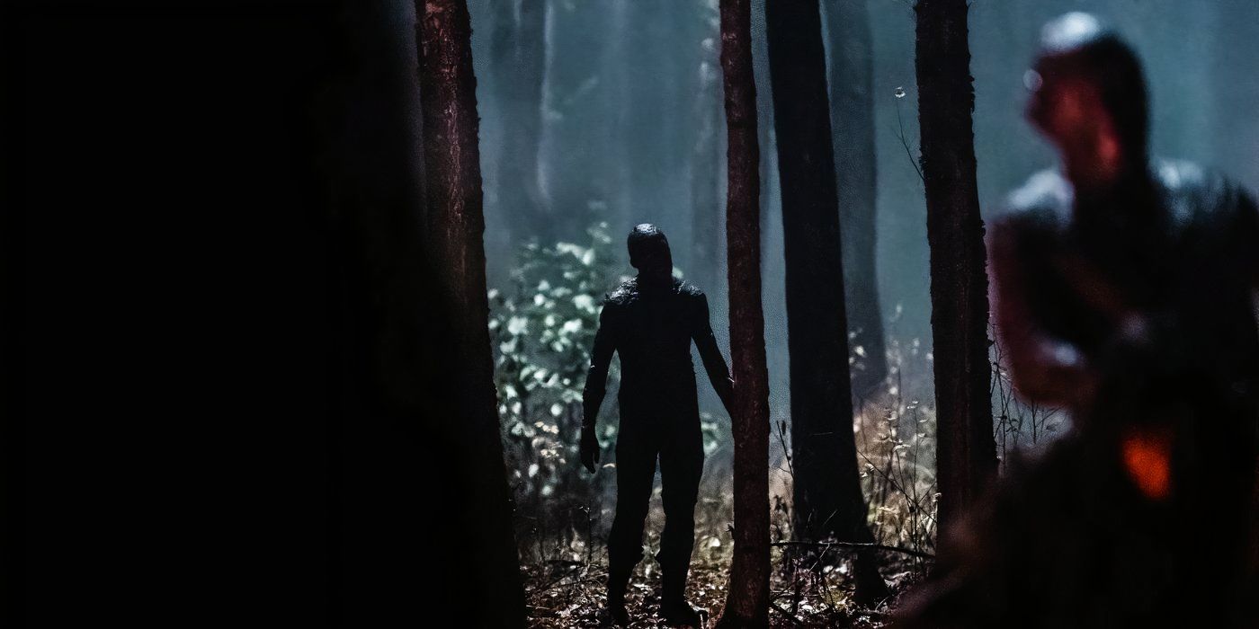 the spooky scary azrael creature hides in the woods