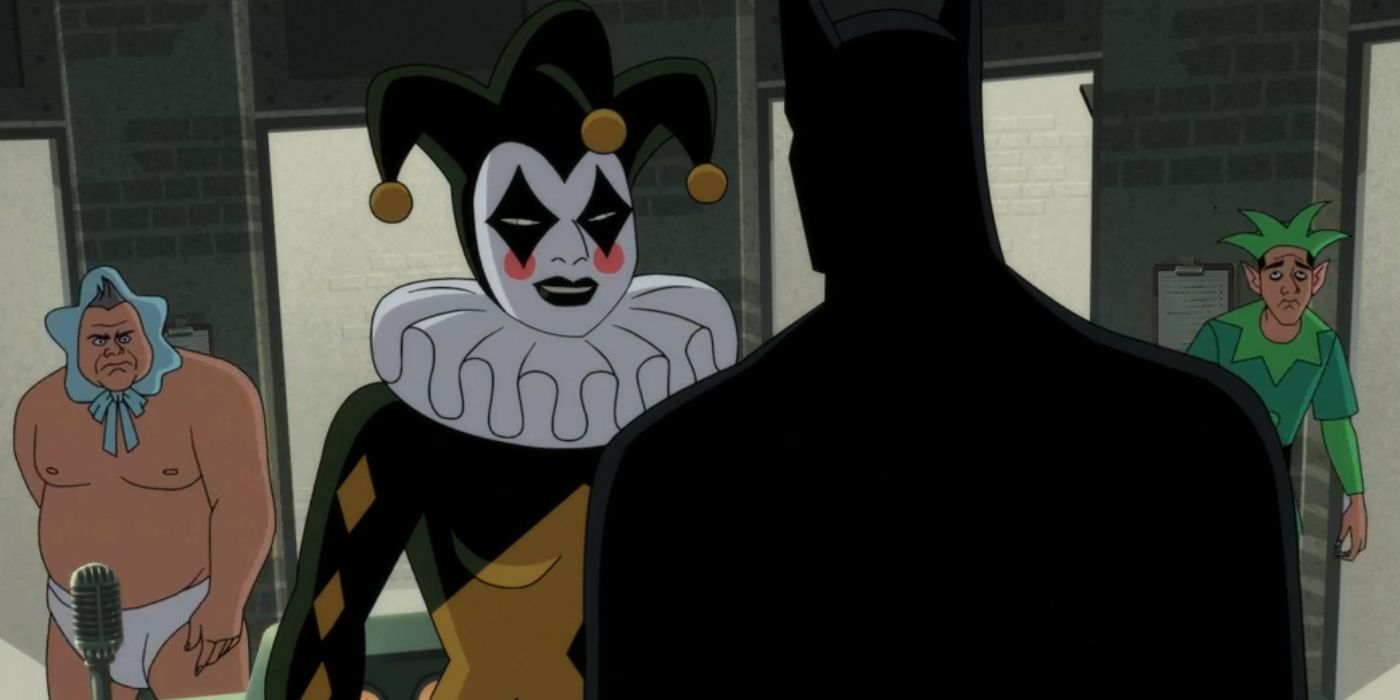 Batman confronts Harley Quinn in Episode 5 of 'Batman: Caped Crusader.'