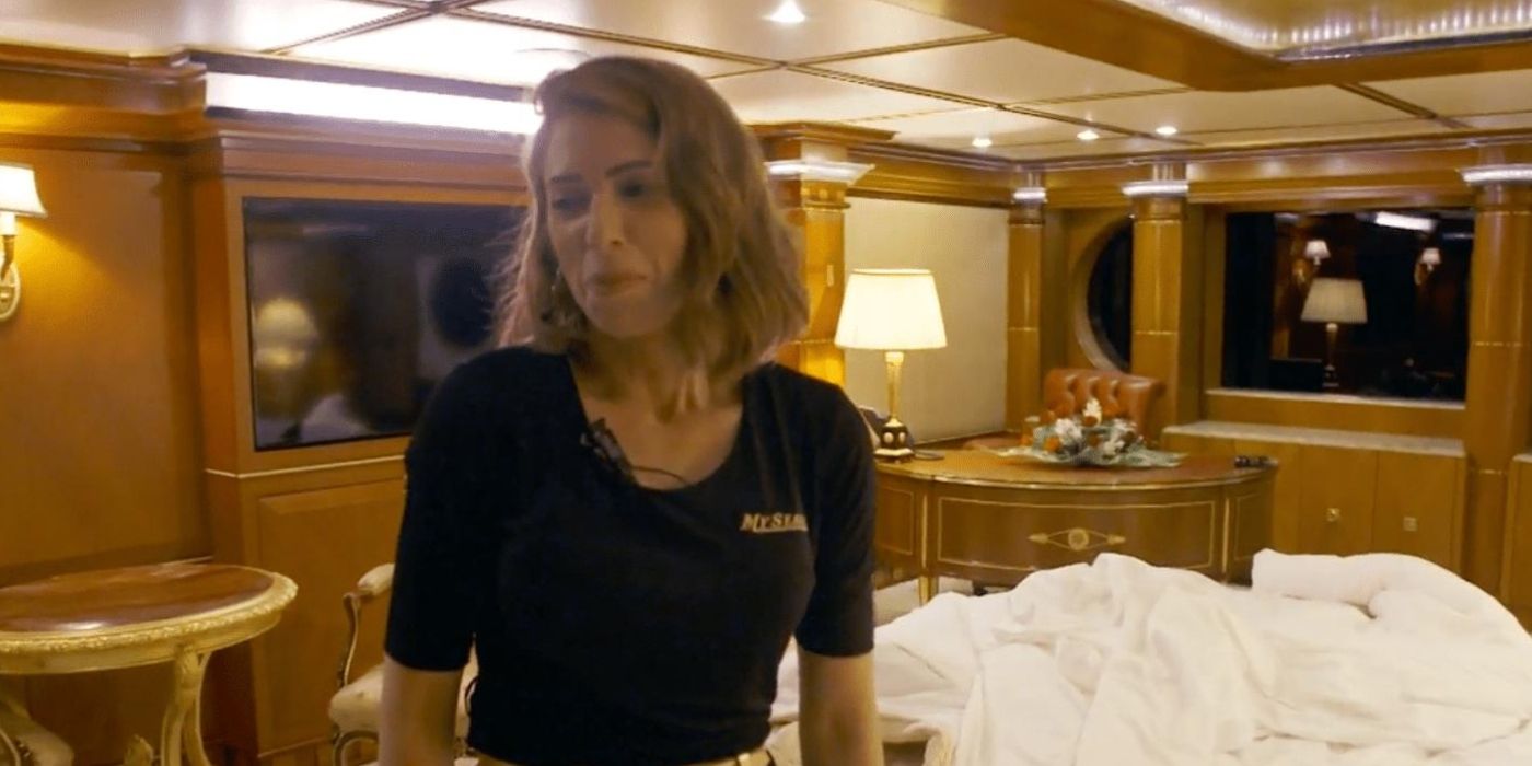 Caroline Bedol breaks down emotionally on 'Below Deck.'