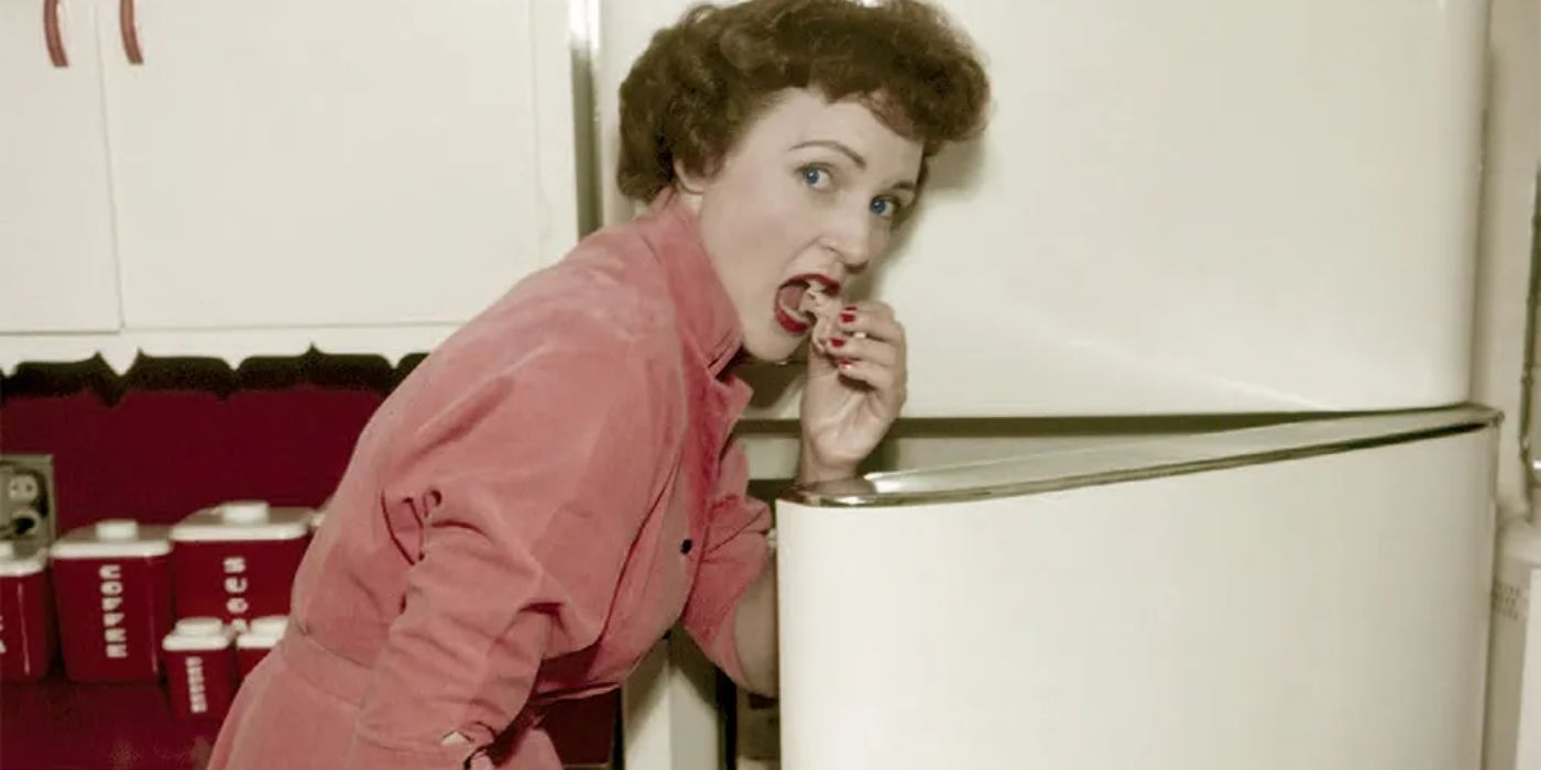 Betty White depicted in a playful image from her sitcom 'Life with Elizabeth'