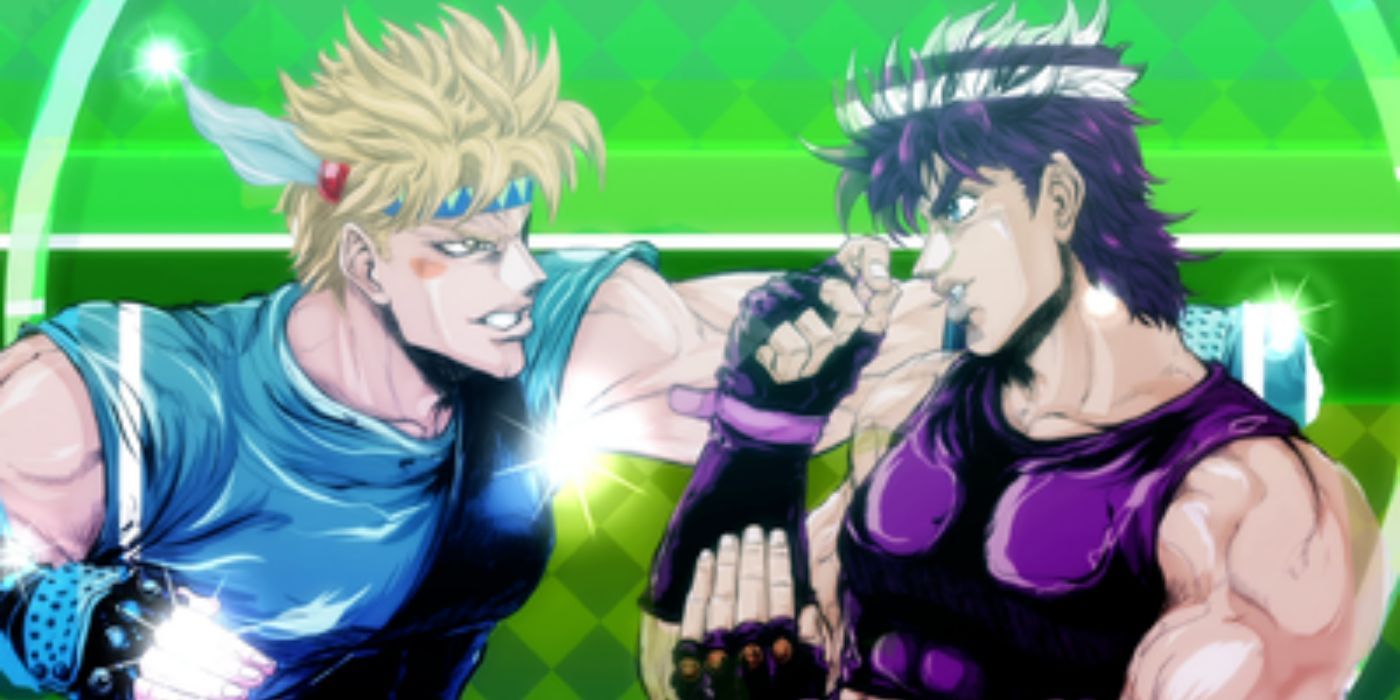 Caeser and Joseph fighting in Jojo's Bizarre Adventure