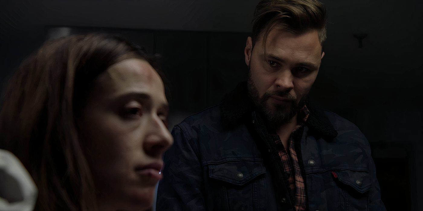 Marina Squerciati as Kim Burgess and Patrick John Flueger as Adam Ruzek in a hospital room in Chicago PD.